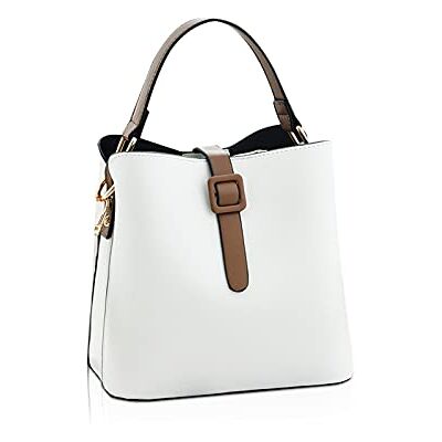 NICOLE & DORIS Mala de ombro mulher cubo moda senhora tote PU couro com duas alças de ombro branco NICOLE & DORIS Mala de ombro mulher cubo moda senhora tote PU couro com duas alças de ombro branco