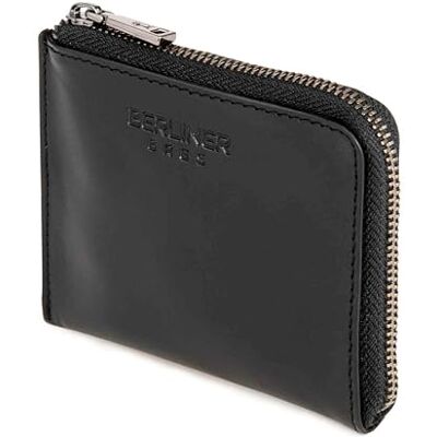 Berliner Bags Marca Porta-moedas Pequeno de Pele Genuína com Fecho Eclair YKK, Ideal para Moedas, Cartões e Notas, para Homem e Mulher, Preto, Tamanho único Berliner Bags Marca Porta-moedas Pequeno de Pele Genuína com Fecho Eclair YKK, Ideal para Moedas, Cartões e Notas, para Homem e Mulher, Preto, Tamanho único