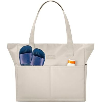 LARKSON Saco de praia mulher homem Linn Tote Bag grande para férias, desportos, viagens bolsa Shopper com fecho de correr LARKSON Saco de praia mulher homem Linn Tote Bag grande para férias, desportos, viagens bolsa Shopper com fecho de correr