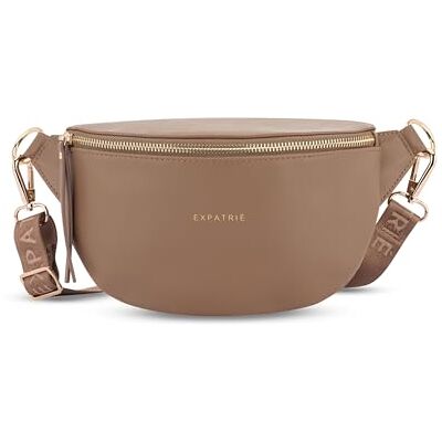 Expatrié Bolsa de cintura mulher Alice Small bolsa canguru de couro vegan para festivais, viagens e todos os dias bolsa de cintura elegante repelente de água, Castanho, Tamanho único Expatrié Bolsa de cintura mulher Alice Small bolsa canguru de couro vegan para festivais, viagens e todos os dias bolsa de cintura elegante repelente de água, Castanho, Tamanho único