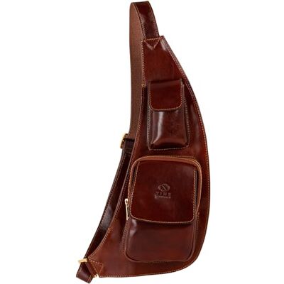 Time Resistance Bolsa de cintura de couro para homem e mulher estilo vintage com couro autêntico de baunetta, feita à mão na Itália ideal para transportar tudo o que precisa, cor castanha Time Resistance Bolsa de cintura de couro para homem e mulher estilo vintage com couro autêntico de baunetta, feita à mão na Itália ideal para transportar tudo o que precisa, cor castanha
