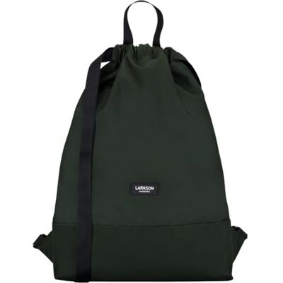 LARKSON Mala de desporto para homem e mulher Nº 7 bolsa infantil com cordão mochila pequena de tecido para ginásio material reciclado, Verde escuro, Casual LARKSON Mala de desporto para homem e mulher Nº 7 bolsa infantil com cordão mochila pequena de tecido para ginásio material reciclado, Verde escuro, Casual