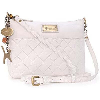 Catwalk Collection Handbags Mala de tiracolo pequena para mulher mala de mão de pele acolchoada alça ajustável mala de verão Josie Catwalk Collection Handbags Mala de tiracolo pequena para mulher mala de mão de pele acolchoada alça ajustável mala de verão Josie