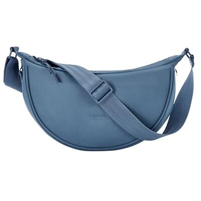 LARKSON Bolsa de Ombro para Mulher Solveig Bolsa de Cintura de Meia Lua Bolsa de Lazer da Moda para Viagens, Trabalho Grandes Compartimentos Alça Ajustável, azul claro, Mínimo LARKSON Bolsa de Ombro para Mulher Solveig Bolsa de Cintura de Meia Lua Bolsa de Lazer da Moda para Viagens, Trabalho Grandes Compartimentos Alça Ajustável, azul claro, Mínimo