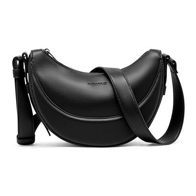 Expatrié Mala de ombro mulher preta Livia Half Moon Bag mala de tiracolo com design de meia lua couro vegan repelente de água Expatrié Mala de ombro mulher preta Livia Half Moon Bag mala de tiracolo com design de meia lua couro vegan repelente de água