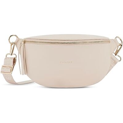 Expatrié Bolsa de cintura mulher Alice Medium bolsa canguru de couro vegan para festivais, viagens e todos os dias bolsa de cintura elegante repelente de água, Bege, Tamanho único, Moderno Expatrié Bolsa de cintura mulher Alice Medium bolsa canguru de couro vegan para festivais, viagens e todos os dias bolsa de cintura elegante repelente de água, Bege, Tamanho único, Moderno