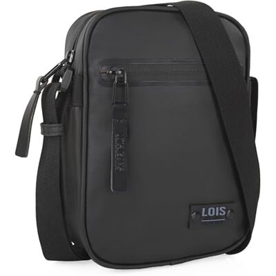 Lois Bolsa de tiracolo homem ajustável mala de tiracolo homem lona mala de homem pequena, preta Lois Bolsa de tiracolo homem ajustável mala de tiracolo homem lona mala de homem pequena, preta