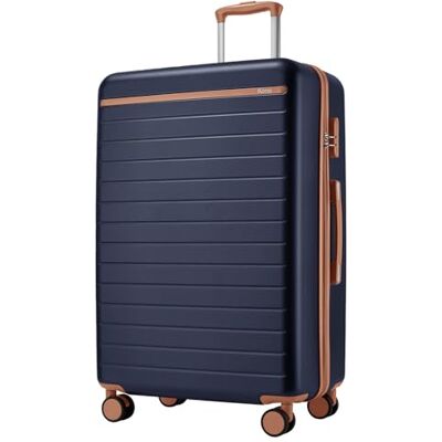 Kono Mala grande 76,5 cm, malas de viagem grandes 23 quilos de composto ABS+PC, bagagem de mão com 4 rodas, azul Kono Mala grande 76,5 cm, malas de viagem grandes 23 quilos de composto ABS+PC, bagagem de mão com 4 rodas, azul