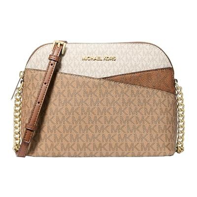 Michael Kors Jet Set Bolsa de viagem média com logo cúpula, cor camelo, Camel Multi, Médio Michael Kors Jet Set Bolsa de viagem média com logo cúpula, cor camelo, Camel Multi, Médio