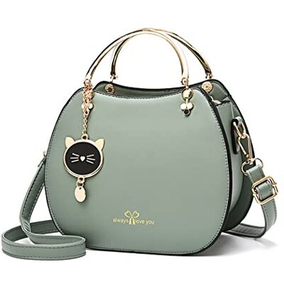 NICOLE & DORIS Mala de tiracolo redonda mulher mala pequena malas de mão crossbody linda mala cruzada mala de mensageiro para meninas malas de festa Pochette com gato suspenso, verde, L, Moda NICOLE & DORIS Mala de tiracolo redonda mulher mala pequena malas de mão crossbody linda mala cruzada mala de mensageiro para meninas malas de festa Pochette com gato suspenso, verde, L, Moda