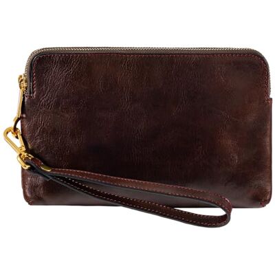Time Resistance Clutch de couro para homem mala organizadora para homem mala de boneca mala feita à mão na Itália caixa de presente incluída (castanho) Time Resistance Clutch de couro para homem mala organizadora para homem mala de boneca mala feita à mão na Itália caixa de presente incluída (castanho)