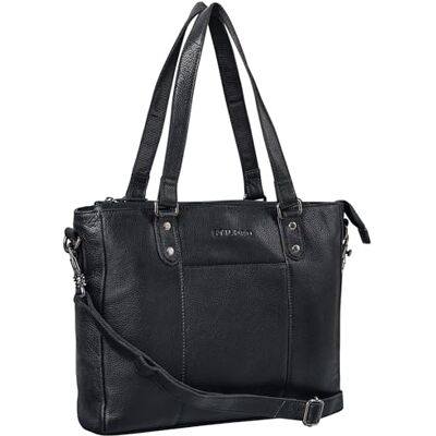 STILORD '' 3 em 1 Vintage Shopper de couro mala de mão mulher grande bolsa couro genuíno mala de ombro senhoras para trabalho compras lazer portátil, Preto, L STILORD '' 3 em 1 Vintage Shopper de couro mala de mão mulher grande bolsa couro genuíno mala de ombro senhoras para trabalho compras lazer portátil, Preto, L