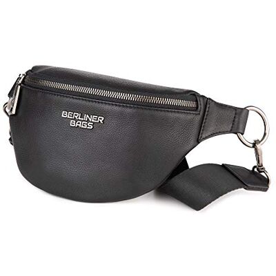 Berliner Bags Mona M Bolsa de cintura e bolsa tiracolo de couro autêntica unissexo, com fecho de correr YKK, alça ajustável e design compacto para viagens e uso diário, preto Berliner Bags Mona M Bolsa de cintura e bolsa tiracolo de couro autêntica unissexo, com fecho de correr YKK, alça ajustável e design compacto para viagens e uso diário, preto