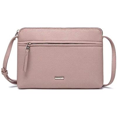 David Jones Mala de tiracolo mulher mala de ombro pequena pele sintética mala de mão carteira plana mala cidade elegante 2 compartimentos mala de telemóvel compras viagens, ROSA, Tamanho único David Jones Mala de tiracolo mulher mala de ombro pequena pele sintética mala de mão carteira plana mala cidade elegante 2 compartimentos mala de telemóvel compras viagens, ROSA, Tamanho único