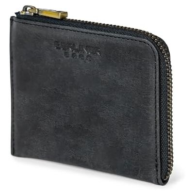 Berliner Bags Bolsa de Moedas Pequena de Pele Auténtica com Fecho de Corredor YKK, Ideal para Moedas, Cartões e Notas, para Homem e Mulher, Cinzento escuro, Vintage Berliner Bags Bolsa de Moedas Pequena de Pele Auténtica com Fecho de Corredor YKK, Ideal para Moedas, Cartões e Notas, para Homem e Mulher, Cinzento escuro, Vintage