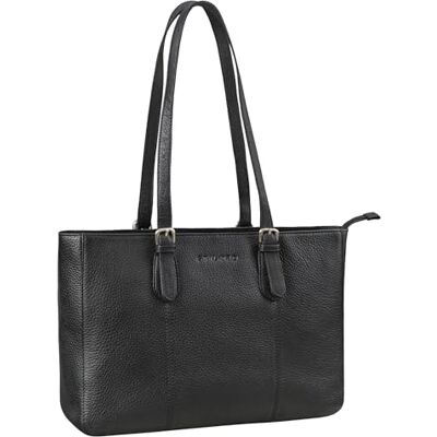 STILORD '' Crossbody Bag bolsa de couro para senhoras mala média para senhoras bolsa grande de pele para senhoras mala shopper de pele autêntica para senhoras, Preto STILORD '' Crossbody Bag bolsa de couro para senhoras mala média para senhoras bolsa grande de pele para senhoras mala shopper de pele autêntica para senhoras, Preto