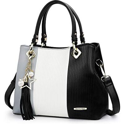 Pomelo Best Toranja Best Malas de mulher, mala de senhora tote multicolorido riscas PU couro com franjas bolsa de ombro mala Shopper perfeita para trabalho, vida diária, Natal e festa ect Pomelo Best Toranja Best Malas de mulher, mala de senhora tote multicolorido riscas PU couro com franjas bolsa de ombro mala Shopper perfeita para trabalho, vida diária, Natal e festa ect