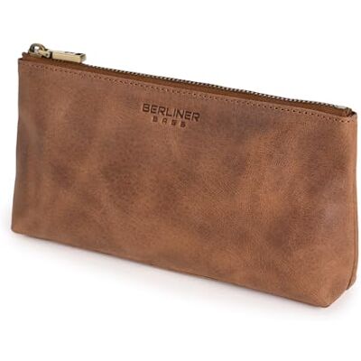 Berliner Bags Anna Estojo de Couro Legítimo para Mulher, Estojo de Maquilhagem e Bolsa de Higiene com Fecho-de-Correr Premium e Forro de Algodão, Camelo, Minimalista Berliner Bags Anna Estojo de Couro Legítimo para Mulher, Estojo de Maquilhagem e Bolsa de Higiene com Fecho-de-Correr Premium e Forro de Algodão, Camelo, Minimalista