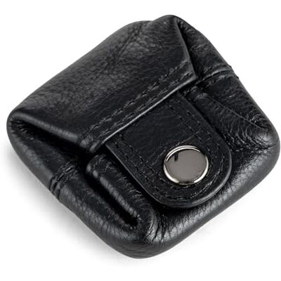 Berliner Bags Lena M Porta-moedas pequena de pele autêntica com fecho de botão metálico e ficha para carrinho, ideal para moedas, para homem e mulher preto Berliner Bags Lena M Porta-moedas pequena de pele autêntica com fecho de botão metálico e ficha para carrinho, ideal para moedas, para homem e mulher preto