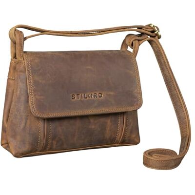STILORD Mini bolsa de ombro mulher couro pequena mala de mão vintage elegante mala de ombro para sair à noite festa crossbody bag de pele genuína cor: castanho médio STILORD Mini bolsa de ombro mulher couro pequena mala de mão vintage elegante mala de ombro para sair à noite festa crossbody bag de pele genuína cor: castanho médio