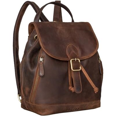 STILORD '' Mochila de mulher casual de couro pequena Daypack Backpack vintage mala a tiracolo bolsa de mão mochila de dia para trabalho sair de pele autêntica, M STILORD '' Mochila de mulher casual de couro pequena Daypack Backpack vintage mala a tiracolo bolsa de mão mochila de dia para trabalho sair de pele autêntica, M