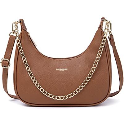 David Jones Mala de tiracolo mulher bolsa de couro PU rígida malas de mão Embague noite elegante Clutch Messenger Crossbody Bag Hobo, Marrons, Tamanho único, Elegante David Jones Mala de tiracolo mulher bolsa de couro PU rígida malas de mão Embague noite elegante Clutch Messenger Crossbody Bag Hobo, Marrons, Tamanho único, Elegante
