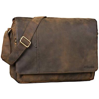 STILORD Bolsa de tiracolo homem pele grande mala de ombro mulher mala portátil 15,6 porta-documentos couro mala portátil cor: colorido castanho STILORD Bolsa de tiracolo homem pele grande mala de ombro mulher mala portátil 15,6 porta-documentos couro mala portátil cor: colorido castanho