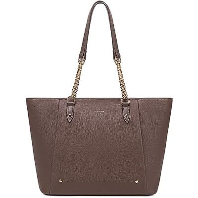 David Jones – Bolsa de mão para mulher – Bolsa grande para compras A4 com grande capacidade de pele sintética flexível – Bolsa de compras com alças longas, tipo Tote Bag, elegante para a cidade David Jones – Bolsa de mão para mulher – Bolsa grande para compras A4 com grande capacidade de pele sintética flexível – Bolsa de compras com alças longas, tipo Tote Bag, elegante para a cidade