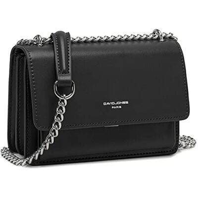 David Jones Pequena Bolsa Tiracolo com Alça para Mulher Malas de Ombro Cruzadas em Couro PU Bolsa Tiracolo, Bolsa de Mão com Fecho de Corrente, Bolsa Clutch Pochette para Noite e Telefone, Preto David Jones Pequena Bolsa Tiracolo com Alça para Mulher Malas de Ombro Cruzadas em Couro PU Bolsa Tiracolo, Bolsa de Mão com Fecho de Corrente, Bolsa Clutch Pochette para Noite e Telefone, Preto
