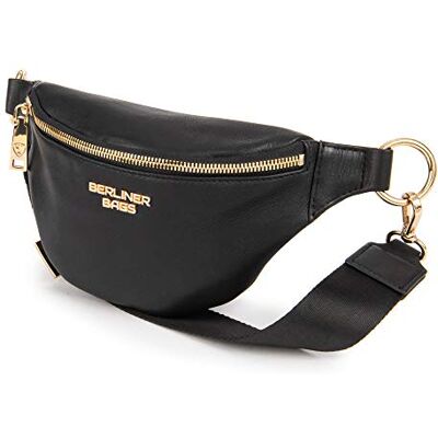 Berliner Bags Mala de couro preta, fecho de correr dourado, bolsa de ombro Preto couro de grão completo, 100% autêntico e resistente, alça ajustável, espaço para chaves e carteira, muito elegante Berliner Bags Mala de couro preta, fecho de correr dourado, bolsa de ombro Preto couro de grão completo, 100% autêntico e resistente, alça ajustável, espaço para chaves e carteira, muito elegante
