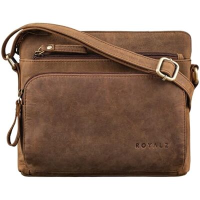 ROYALZ Bolsa de couro vintage senhoras de couro genuíno 'Carolina do Norte' elegante bolsa de ombro de couro com espaço para smartphone 9,7 polegadas iPad e mais, cor: neve castanho ROYALZ Bolsa de couro vintage senhoras de couro genuíno 'Carolina do Norte' elegante bolsa de ombro de couro com espaço para smartphone 9,7 polegadas iPad e mais, cor: neve castanho