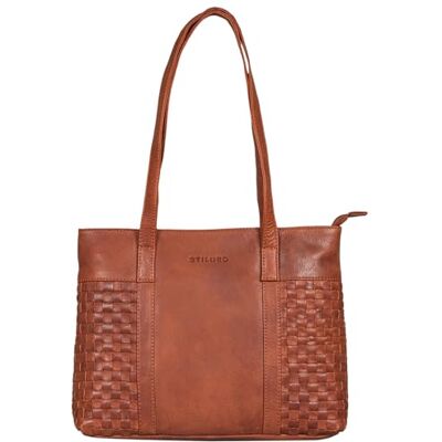 STILORD " única mala de pele mulher Shopper Bag com ótica trançada vintage Tote Bag grande universidade trabalho compras mala de mão couro autêntico cor: arrona castanho STILORD " única mala de pele mulher Shopper Bag com ótica trançada vintage Tote Bag grande universidade trabalho compras mala de mão couro autêntico cor: arrona castanho
