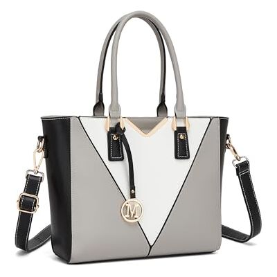 Miss Lulu Mala de mão feminina em forma de V, bandoleira de couro PU multicolorida, elegante mala de ombro tipo tote Miss Lulu Mala de mão feminina em forma de V, bandoleira de couro PU multicolorida, elegante mala de ombro tipo tote