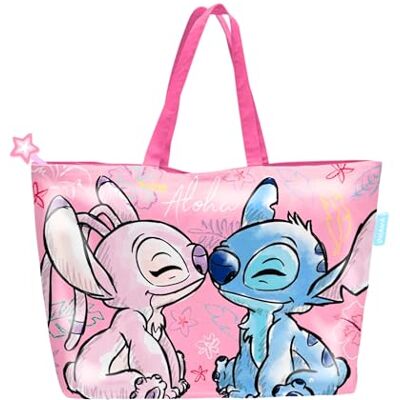 Disney Stitch e anjo mala de praia, mala de viagem, bolsa de compras, mala de ombro, presente para mulher e adolescentes Disney Stitch e anjo mala de praia, mala de viagem, bolsa de compras, mala de ombro, presente para mulher e adolescentes