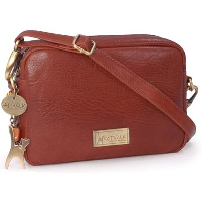Catwalk Collection Handbags Bolsa de Ombro Pequena de Pele Genuína Bolsa de Mão Feminina Bolsa de Ombro com Alça Removível Polly, Torrado Catwalk Collection Handbags Bolsa de Ombro Pequena de Pele Genuína Bolsa de Mão Feminina Bolsa de Ombro com Alça Removível Polly, Torrado
