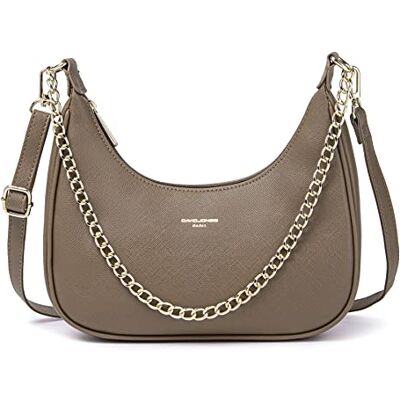 David Jones Mala de tiracolo mulher bolsa de couro PU rígida malas de mão Embague noite elegante Clutch Messenger Crossbody Bag Hobo, Cinzento, Tamanho único, Elegante David Jones Mala de tiracolo mulher bolsa de couro PU rígida malas de mão Embague noite elegante Clutch Messenger Crossbody Bag Hobo, Cinzento, Tamanho único, Elegante