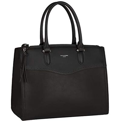 David Jones Bolsa de mão grande mulher mala tiracolo ombro couro PU Tote Shopper Bag trabalho muitos bolsos compartimentos elegante preto David Jones Bolsa de mão grande mulher mala tiracolo ombro couro PU Tote Shopper Bag trabalho muitos bolsos compartimentos elegante preto