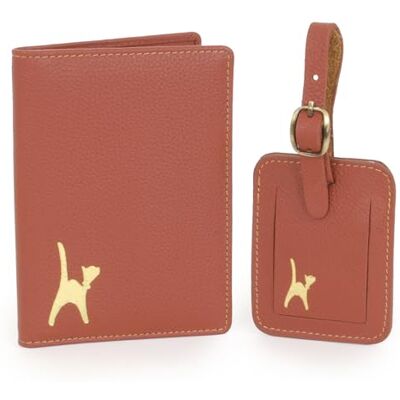 Catwalk Collection Handbags Capa de passaporte e etiqueta mala de mulher em couro conjunto presente de viagem porta-passaporte tag bagagem para conjunto, Torrado, Contemporâneo Catwalk Collection Handbags Capa de passaporte e etiqueta mala de mulher em couro conjunto presente de viagem porta-passaporte tag bagagem para conjunto, Torrado, Contemporâneo