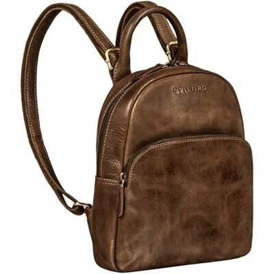 STILORD Ruby Daypack mochila de couro para mulheres pequeno pack vintage mala de mão mochila de dia da cidade para sair de compras de pele autêntica cor: aneto castanho STILORD Ruby Daypack mochila de couro para mulheres pequeno pack vintage mala de mão mochila de dia da cidade para sair de compras de pele autêntica cor: aneto castanho