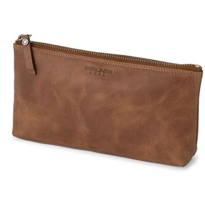 Berliner Bags Neceser de pele mulher, estojo de maquilhagem de viagem Castanho bolsa de couro de búfalo autêntico, feito à mão, fecho YKK, forro de algodão, acabamento retro, capa Berliner Bags Neceser de pele mulher, estojo de maquilhagem de viagem Castanho bolsa de couro de búfalo autêntico, feito à mão, fecho YKK, forro de algodão, acabamento retro, capa