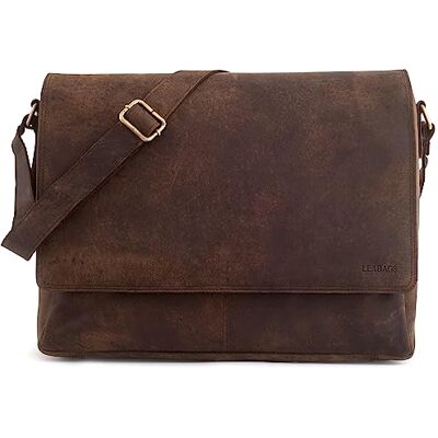 LEABAGS Mala de tiracolo para homens e mulheres mala de mensageiro com alça bolsa de couro genuíno para portátil de 5" mala de ombro mala de trabalho mala de transporte, Tamanho único LEABAGS Mala de tiracolo para homens e mulheres mala de mensageiro com alça bolsa de couro genuíno para portátil de 5" mala de ombro mala de trabalho mala de transporte, Tamanho único