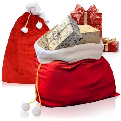 com-four ® 2 x bolsa de Natal XXL nobre feita de veludo com cordão Bolsa de presente para o Natal bolsa de pai Natal para preencher para disfarce com-four ® 2 x bolsa de Natal XXL nobre feita de veludo com cordão Bolsa de presente para o Natal bolsa de pai Natal para preencher para disfarce