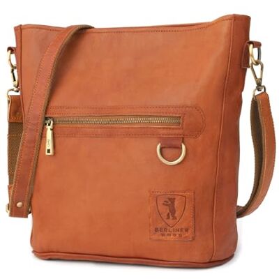 Berliner Bags Siena Bolsa a Tiracolo Média de Couro Autêntico para Mulher com Correia Ajustável, Compartimentos Amplos e Necessaire Removível, Castanho, Tamanho único Berliner Bags Siena Bolsa a Tiracolo Média de Couro Autêntico para Mulher com Correia Ajustável, Compartimentos Amplos e Necessaire Removível, Castanho, Tamanho único