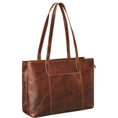 STILORD "" Bolsa de Mulher em Pele Vintage, Bolsa de Compras Grande, Bolsa de Ombro, em Couro, Tote Bag para Portátil de 14 Polegadas, para Trabalho, Compras, Universidade, L STILORD "" Bolsa de Mulher em Pele Vintage, Bolsa de Compras Grande, Bolsa de Ombro, em Couro, Tote Bag para Portátil de 14 Polegadas, para Trabalho, Compras, Universidade, L