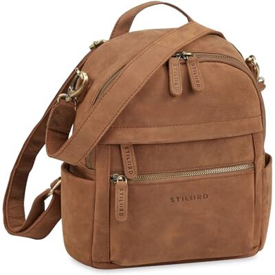 STILORD Regina 2 em 1 mochila bolsa mulher de couro mala descapotável em mochila pequena mala tiracolo pele genuína elegante mala de mão casual mochila tiracolo cor: tão castanho escuro STILORD Regina 2 em 1 mochila bolsa mulher de couro mala descapotável em mochila pequena mala tiracolo pele genuína elegante mala de mão casual mochila tiracolo cor: tão castanho escuro