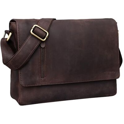 STILORD Mala mensageiro de couro de 13 polegadas bolsa vintage para portátil bolsa de ombro para universidade, escritório, livros, couro autêntico cor: castanho moscada STILORD Mala mensageiro de couro de 13 polegadas bolsa vintage para portátil bolsa de ombro para universidade, escritório, livros, couro autêntico cor: castanho moscada