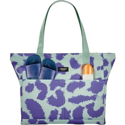 LARKSON Saco de praia mulher homem Linn Tote Bag grande para férias, desportos, viagens bolsa Shopper com fecho de correr LARKSON Saco de praia mulher homem Linn Tote Bag grande para férias, desportos, viagens bolsa Shopper com fecho de correr