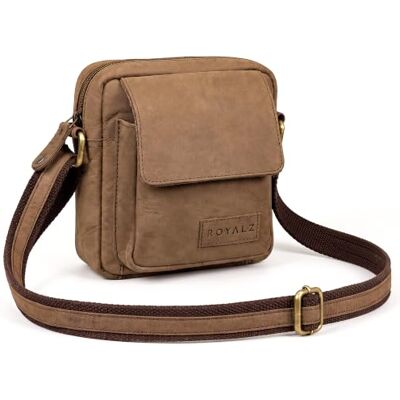 ROYALZ "Austin" Pequeno Bolso Mensageiro para Homem Bolsa de Ombro Masculina de Couro Autêntica Mini Bandoleira de Pele, S ROYALZ "Austin" Pequeno Bolso Mensageiro para Homem Bolsa de Ombro Masculina de Couro Autêntica Mini Bandoleira de Pele, S
