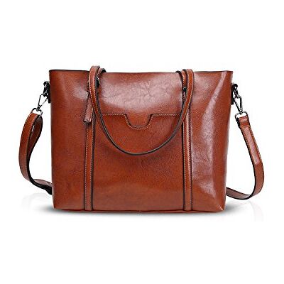 NICOLE & DORIS Elegante Tote malas de mão para mulher porta-moedas mala crossbody mulher bolsa de tiracolo grande durável impermeável PU castanho claro NICOLE & DORIS Elegante Tote malas de mão para mulher porta-moedas mala crossbody mulher bolsa de tiracolo grande durável impermeável PU castanho claro