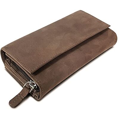 ROYALZ "Orelia" Carteira de couro para mulher XXL com grande bolso e muitos compartimentos, carteira com bloqueador RFID, porta-moedas formato paisagem, Vintage ROYALZ "Orelia" Carteira de couro para mulher XXL com grande bolso e muitos compartimentos, carteira com bloqueador RFID, porta-moedas formato paisagem, Vintage